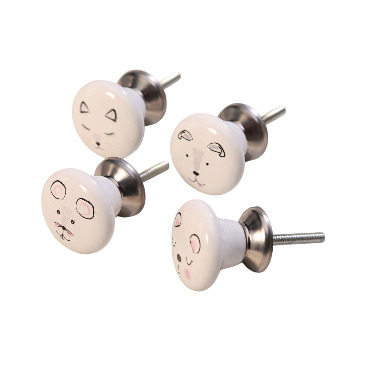 Set de 4 manere pentru mobila, albe, din portelan, Cool Boltze, 1, hectarul.ro