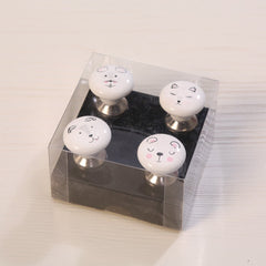 Set de 4 manere pentru mobila, albe, din portelan, Cool Boltze