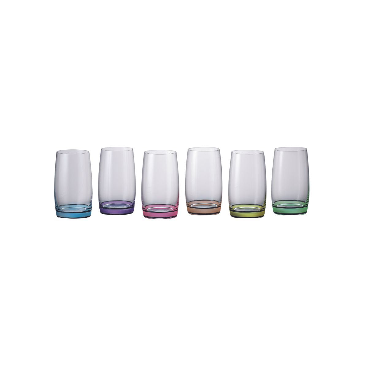 Set de 6 pahare pentru apa, multicolor, din cristal de Bohemia, 380 ml, Ideal Color HB, 1, hectarul.ro