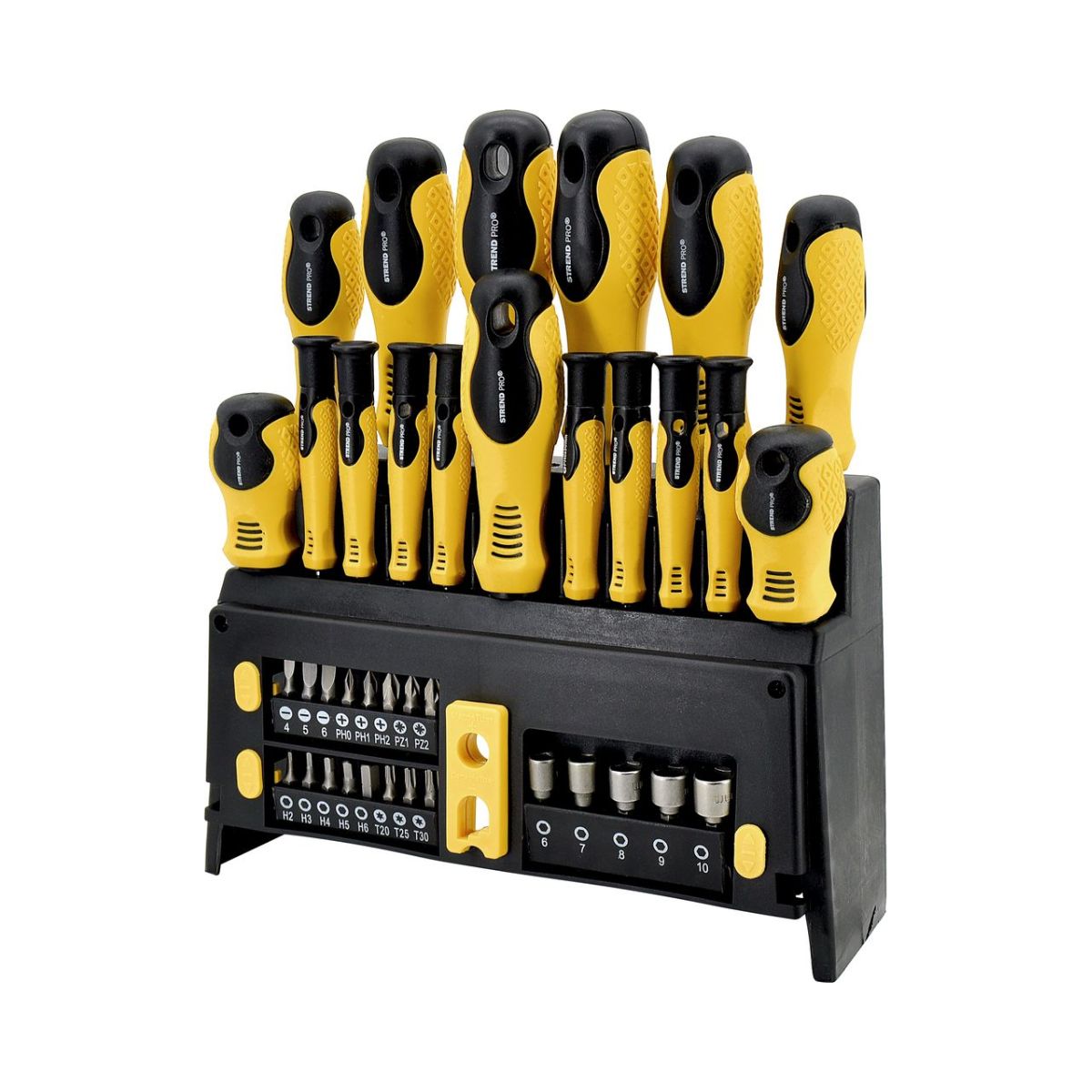 Set de surubelnite si biti din crom vanadiu Strend Pro SDB139, 39 de bucati, Torx + plat + PH, 1, hectarul.ro