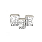 Hectarul - Set de trei mese metalice cu spatiu de depozitare interior / exterior