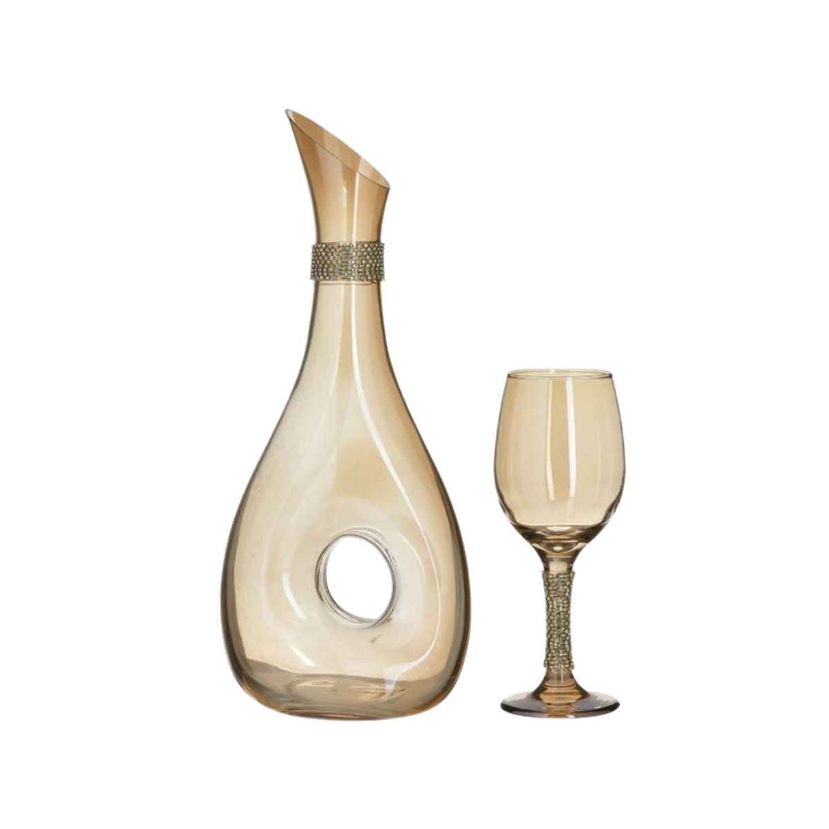 Set Decantor si 6 pahare de vin din sticla premium cu insertii elegante, 1, hectarul.ro