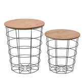 Hectarul - Set doua masute de cafea laterale, cu spatiu de depozitare, din fier si MDF.