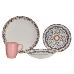 Set elegant pentru cina, din ceramica, pentru 6 persoane. 24 de piese, multicolor.
