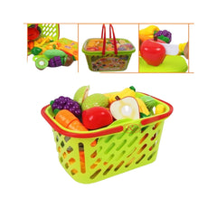 Set jucarii pentru copii cos cu fructe si legume de taiat, Super Market, 20 piese VG 1010 RCO
