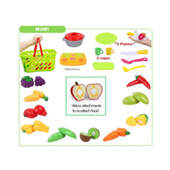 Set jucarii pentru copii cos cu fructe si legume de taiat, Super Market, 20 piese VG 1010 RCO