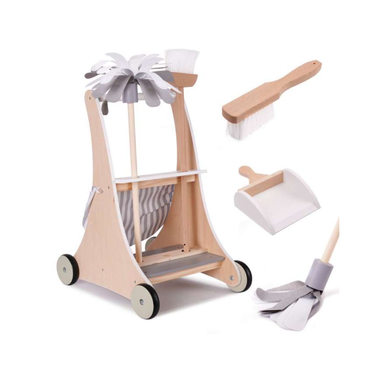 Set mare de curatenie din lemn, carucior si accesorii, 1, hectarul.ro