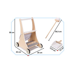 Set mare de curatenie din lemn, carucior si accesorii