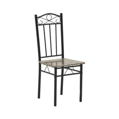 Set masa si scaune dining pentru 4 persoane , din metal si lemn, cu aspect de marmura, 120x68x75 cm, resp 34x40x90 cm