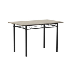 Set masa si scaune dining pentru 4 persoane , din metal si lemn, cu aspect de marmura, 120x68x75 cm, resp 34x40x90 cm