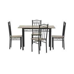 Set masa si scaune dining pentru 4 persoane , din metal si lemn, cu aspect de marmura, 120x68x75 cm, resp 34x40x90 cm