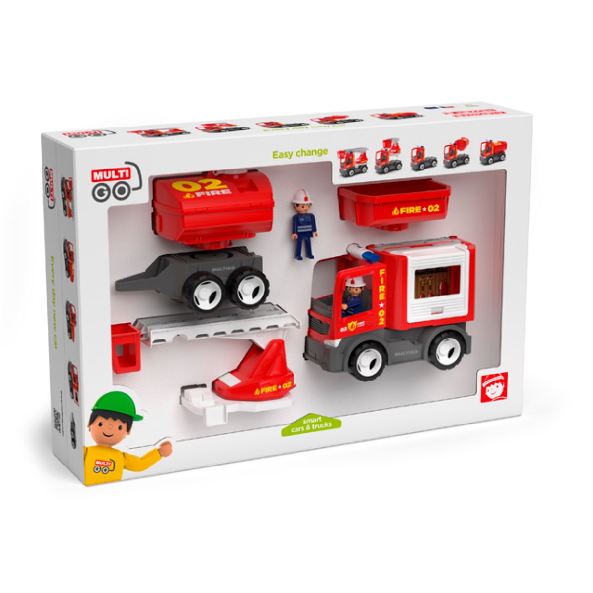 Set masina de pompieri cu 2 pompieri si accesorii MultiGO, 1, hectarul.ro