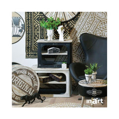 Set masute de cafea din lemn cu metal, 70x40x48/60x35x45 cm, NEGRU, INART