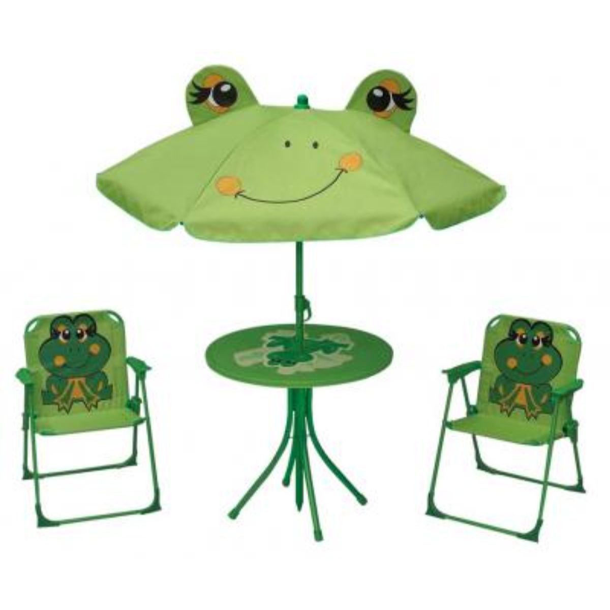 Set mobilier de gradina pentru copii Frog - umbrela 105 cm, masa 50 cm, 2 scaune, 1, hectarul.ro
