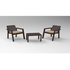 Set mobilier de gradina/balcon Prestij 2 persoane din poliratan maro, masuta si 2 fotolii