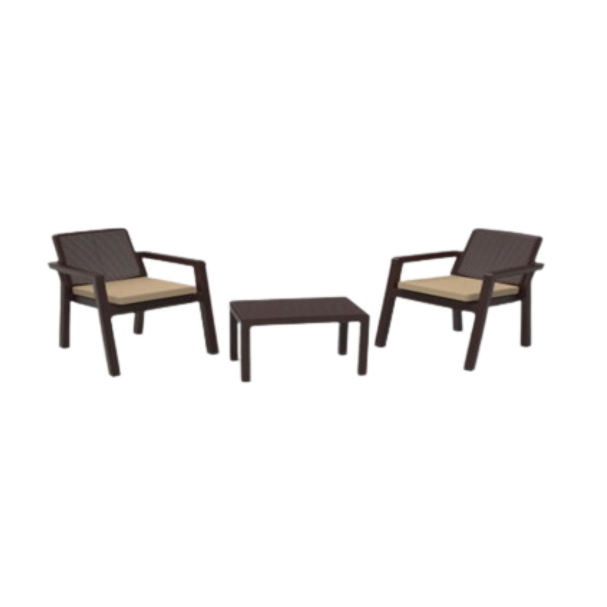 Set mobilier de gradina/balcon Prestij 2 persoane din poliratan maro, masuta si 2 fotolii, 1, hectarul.ro