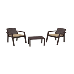 Set mobilier de gradina/balcon Prestij 2 persoane din poliratan maro, masuta si 2 fotolii