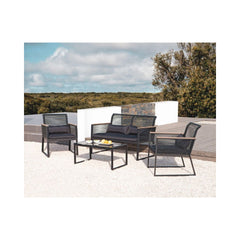 Set mobilier de terasa cu masa din sticla, pentru 4 persoane, din poliratan, Colon Mirpol