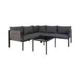 Hectarul - Set mobilier de terasa negru-gri din otel si poliester 192 / 192 cm Cannes House Nordic