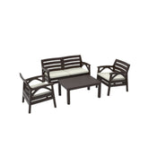 Hectarul - Set mobilier gradina maro Santana 4 persoane , 2 fotolii, canapea si masuta din poliratan