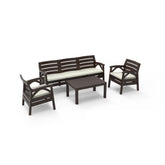 Hectarul - Set mobilier gradina Santana maro 5 persoane , 2 fotolii, canapea si masuta din poliratan