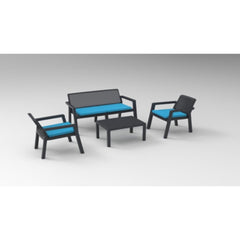 Set mobilier gradina Prestij 4 persoane , poliratan maro , masuta , canapea si 2 fotolii