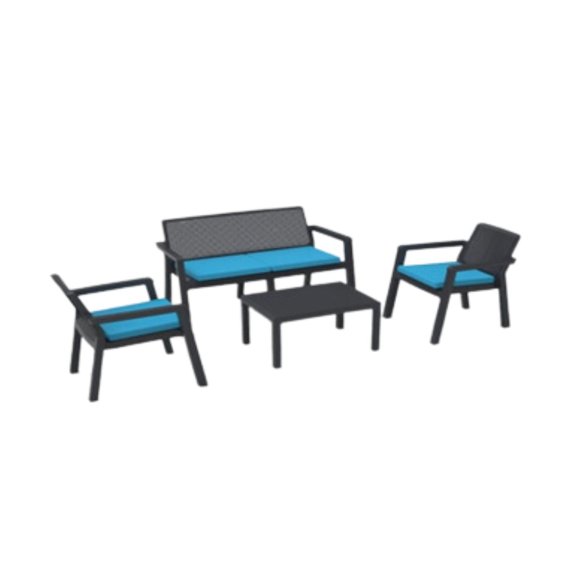 Set mobilier gradina Prestij 4 persoane , poliratan maro , masuta , canapea si 2 fotolii, 1, hectarul.ro