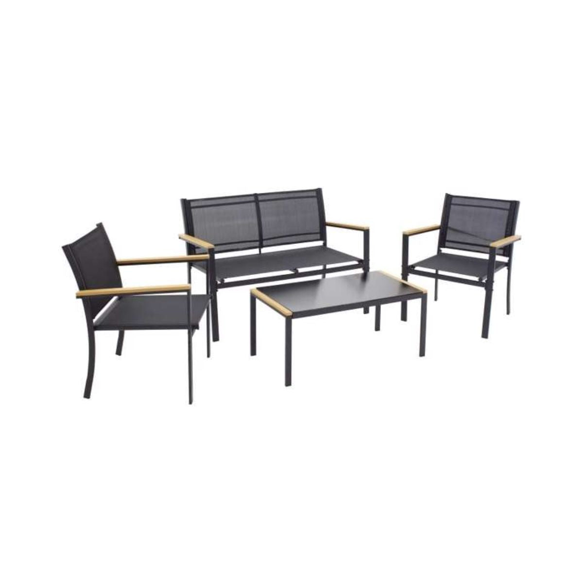 Set mobilier terasa/ gradina cu masa, canapea si scaune negru, 1, hectarul.ro