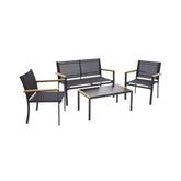 Hectarul - Set mobilier terasa/ gradina cu masa, canapea si scaune negru