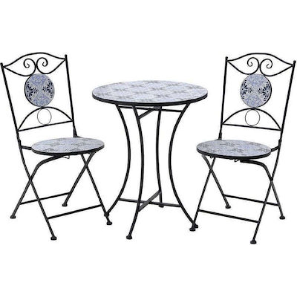 Set mobilier terasa/ gradina maro-alb, 2 scaune si masa, placi ceramice, 1, hectarul.ro