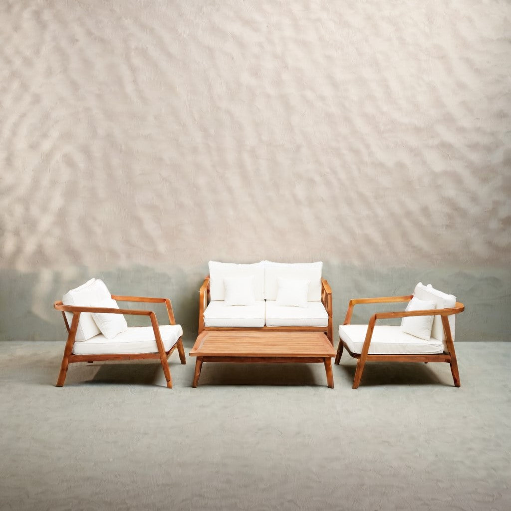 Set mobilier terasa/gradina Malibu 4 piese din lemn masiv de tec cu perne incluse, 1, hectarul.ro