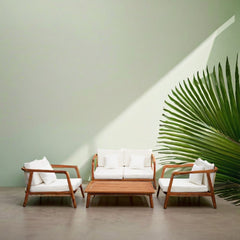 Set mobilier terasa/gradina Malibu 4 piese din lemn masiv de tec cu perne incluse