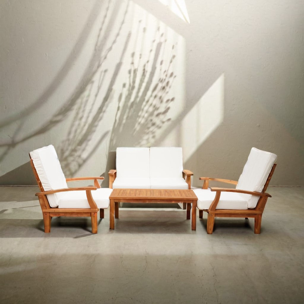 Set mobilier terasa/gradina Pinky 4 piese din lemn masiv de tec cu perne incluse, 1, hectarul.ro