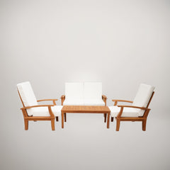 Set mobilier terasa/gradina Pinky 4 piese din lemn masiv de tec cu perne incluse