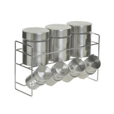 Hectarul - Set pentru condimente 7 recipiente argintiu din inox cu suport Inart