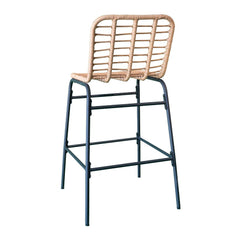 Set pentru terasa cu 2 scaune si o masuta inalte, maro/negru, din metal si polipropilena stil bambus