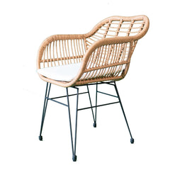 Set pentru terasa cu 2 scaune si o masuta, maro/negru, din metal si polipropilena stil bambus