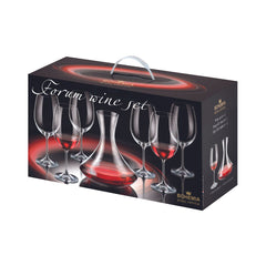 Set pentru vin cu decantor si 6 pahare, transparent, din cristal de Bohemia,1500/590 ml, Forum Wine