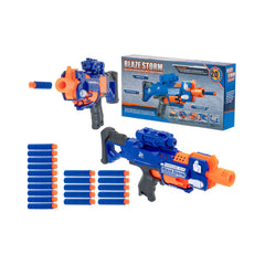 Set pistol de jucarie cilindric cu 20 de gloante albastre, 450 x 225 x 65mm