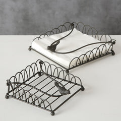 Set suporturi de servetele, 2 piese, negru, din fier, Ria Boltze