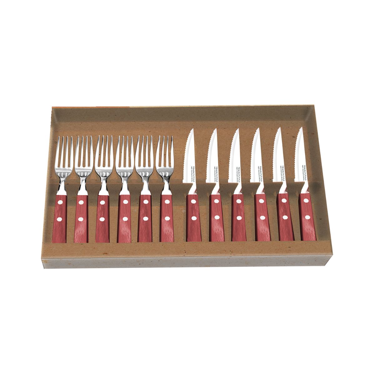 Set tacamuri 12 piese Steak-/Pizza Spanish rosu Tramontina, 1, hectarul.ro