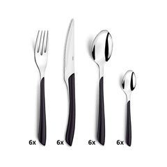Set tacamuri 24 piese negru/argintiu Eclat Amefa