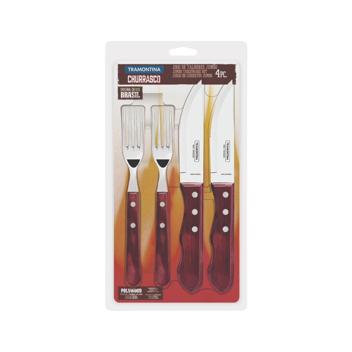 Set tacamuri 4 piese Jumbo Steak rosu Tramontina, 1, hectarul.ro