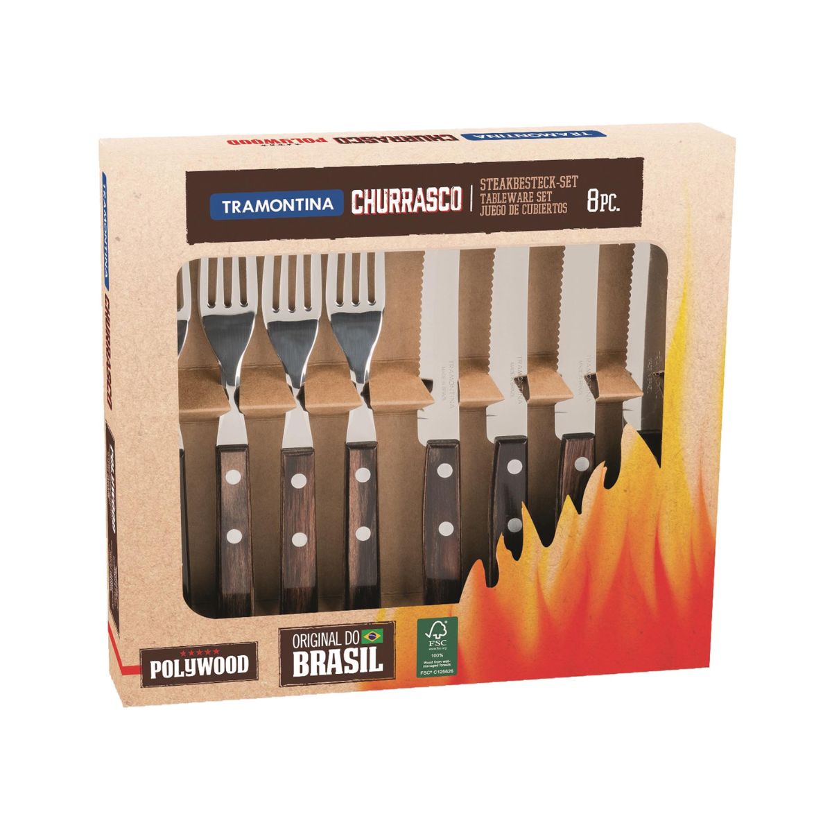 Set tacamuri 8 piese Steak-/Pizza maro Tramontina, 1, hectarul.ro