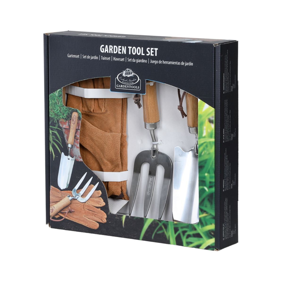 Set unelte pentru gradinarit din inox, lemn de frasin si piele Garden S Esschert Design, 1, hectarul.ro