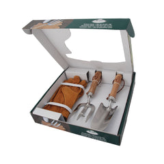 Set unelte pentru gradinarit din inox, lemn de frasin si piele Garden S Esschert Design