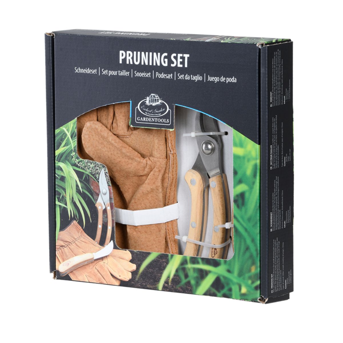 Set unelte pentru gradinarit din inox, lemn de frasin si piele Pruning Esschert Design, 1, hectarul.ro