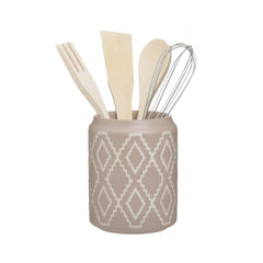 Set ustensile de bucatare 4 piese + suport ceramic bej-crem Φ11X14 Inart