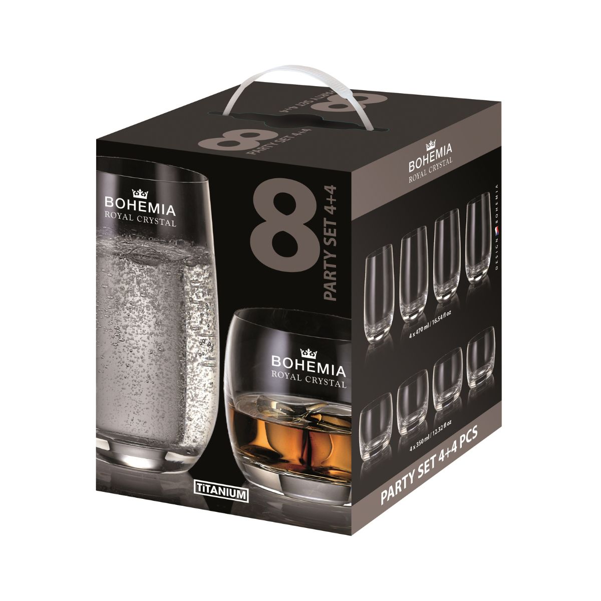 Set whisky, 4+4, din cristal de Bohemia, 350 ml + 470 ml, Party Set, 1, hectarul.ro