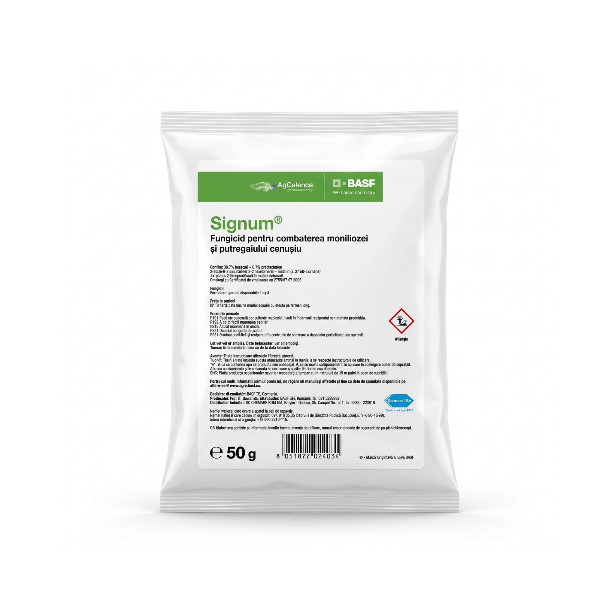 Signum 50 g fungicid BASF cu boscalid și piraclostrobin pentru monilioză, putregai cenușiu și făinare, 1, hectarul.ro